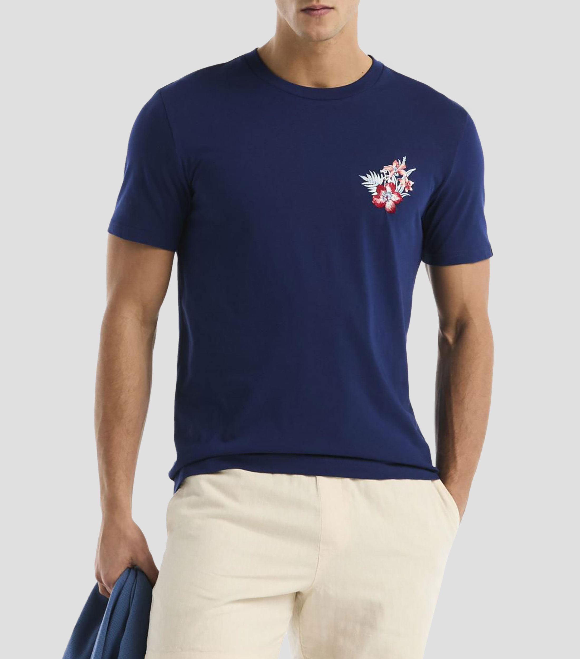 Playera cuello redondo manga corta lisa Hombre